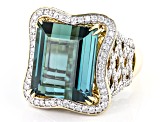 Pre-Owned Indicolite Tourmaline 18k Yellow Gold Ring 13.79ctw