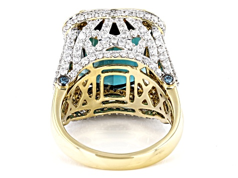 Pre-Owned Indicolite Tourmaline 18k Yellow Gold Ring 13.79ctw