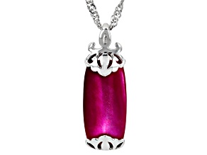 Pre-Owned Pink Tigers Eye Rhodium Over Sterling Silver Solitaire Pendant With Chain
