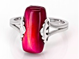Pre-Owned Pink Tigers Eye Rhodium Over Sterling Silver Solitaire Ring