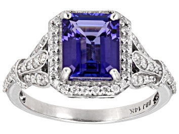 Picture of Pre-Owned Tanzanite And White Diamond 14k White Gold Halo Ring 4.17ctw