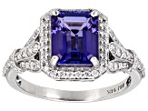 Pre-Owned Tanzanite And White Diamond 14k White Gold Halo Ring 4.17ctw