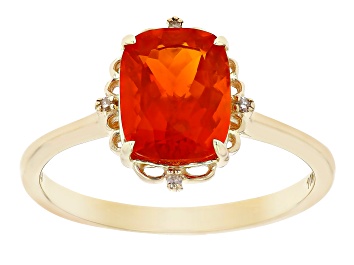Picture of Pre-Owned Orange Mexican Fire Opal 10k Yellow Gold Ring 1.27ctw
