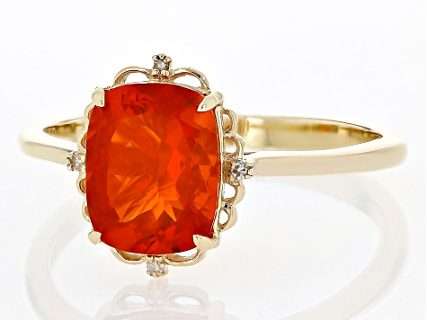 Pre-Owned Orange Mexican Fire Opal 10k Yellow Gold Ring 1.27ctw