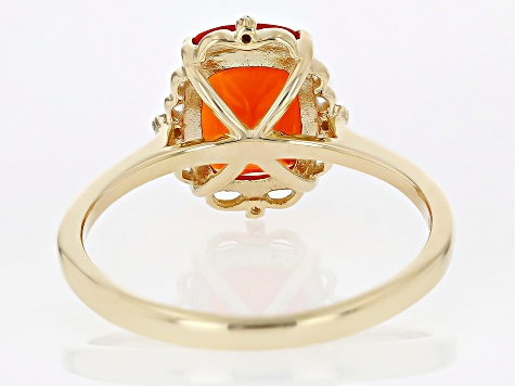 Pre-Owned Orange Mexican Fire Opal 10k Yellow Gold Ring 1.27ctw