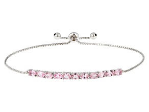 Pre-Owned Pink Spinel Rhodium Over Sterling Silver bolo Bracelet 1.65ctw