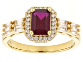Pre-Owned Red Lab Created Ruby 18k Yellow Gold Over Sterling Silver Ring 2.65ctw