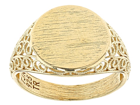 Pre-Owned 18k Yellow Gold Over Sterling Silver Signet Ring