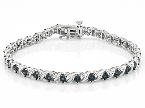 Pre-Owned Blue Velvet Diamonds™ Rhodium Over Sterling Silver Tennis Bracelet 0.25ctw