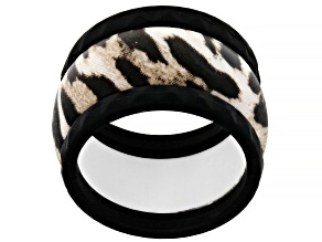 Pre-Owned Silicone Cheetah Animal Print and Black Bands Set of 3 Rings