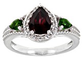 Pre-Owned Raspberry Rhodolite Rhodium Over Sterling Silver Ring 1.67ctw