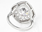 Pre-Owned White Cubic Zirconia Rhodium Over Sterling Silver Ring 10.73ctw