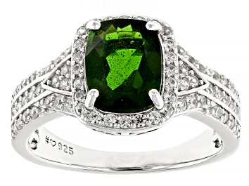 Picture of Pre-Owned Chrome Diopside Rhodium Over Sterling Silver Ring