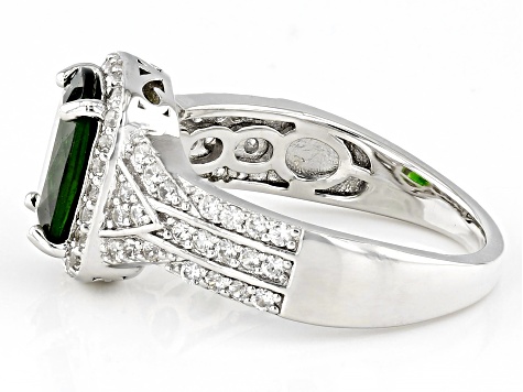 Pre-Owned Chrome Diopside Rhodium Over Sterling Silver Ring