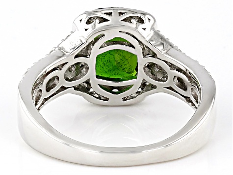 Pre-Owned Chrome Diopside Rhodium Over Sterling Silver Ring