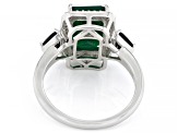 Pre-Owned Green Onyx Rhodium Over Sterling Silver Ring 3.61ctw