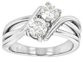 Pre-Owned Moissanite Platineve Bypass Ring 1.00ctw DEW.