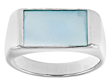 Picture of Pre-Owned Blue South Sea Mother-of-Pearl Rhodium Over Sterling Silver Ring