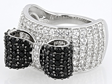 Pre-Owned Black Spinel Rhodium Over Sterling Silver Ring 4.02ctw
