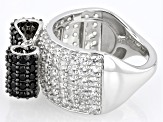 Pre-Owned Black Spinel Rhodium Over Sterling Silver Ring 4.02ctw