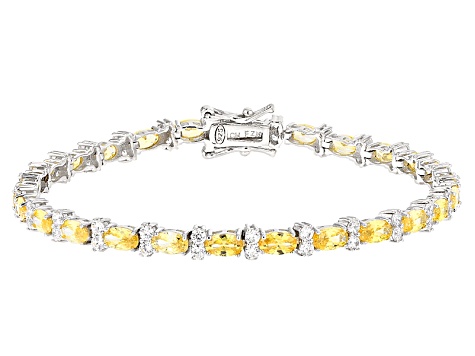 Pre-Owned Yellow And White Cubic Zirconia Rhodium Over Sterling Silver Bracelet 11.62ctw