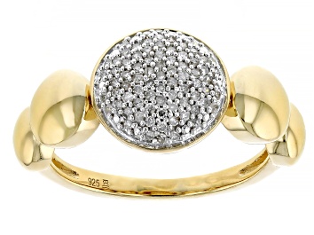 Picture of Pre-Owned White Diamond 14k Yellow Gold Over Sterling Silver Cluster Ring 0.20ctw