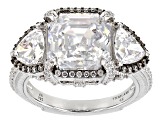 Pre-Owned Judith Ripka Asscher Cut White Cubic Zirconia Rhodium Over Silver Toujours Ring 11.12ctw