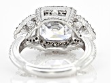 Pre-Owned Judith Ripka Asscher Cut White Cubic Zirconia Rhodium Over Silver Toujours Ring 11.12ctw