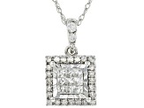 Pre-Owned White Diamond 10k White Gold Cluster Pendant with 18" Rope Chain 0.25ctw