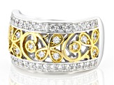 Pre-Owned White Cubic Zirconia Rhodium And 14k Yellow Gold Over Silver Ring 0.94ctw