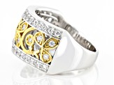 Pre-Owned White Cubic Zirconia Rhodium And 14k Yellow Gold Over Silver Ring 0.94ctw