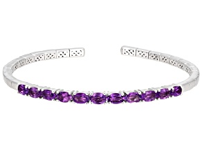 Pre-Owned Purple Amethyst Rhodium Over Sterling Silver Bracelet 4.50ctw