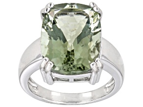 Pre-Owned Prasiolite Rhodium Over Sterling Silver Ring 8.50ct