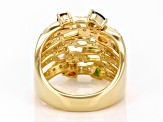 Pre-Owned Multi-Gemstone 18k Yellow Gold Over Sterling Silver Ring 1.93ctw