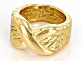 Pre-Owned 18k Yellow Gold Over Sterling Silver Crossover Design Ring