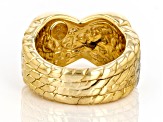 Pre-Owned 18k Yellow Gold Over Sterling Silver Crossover Design Ring