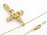 Pre-Owned White Diamond 14k Yellow Gold Over Sterling Silver Cross Pendant With A 20" Cable Chain 0.