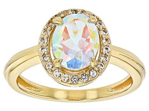 Pre-Owned Mercury Mist® Mystic Topaz 18k Yellow Gold Over Sterling Silver Ring 2.06ctw