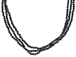 Pre-Owned Black Spinel Rhodium Over Sterling Silver Multi-Strand Beaded Necklace