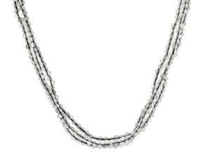 Pre-Owned Gray Labradorite Rhodium Over Sterling Silver Multi-Strand Beaded Necklace