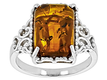 Picture of Pre-Owned Amber Rhodium Over Sterling Silver Ring