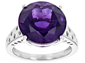 Pre-Owned Purple African Amethyst Rhodium Over Sterling Silver Ring 7.98ct