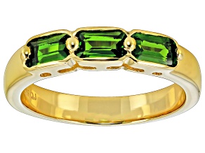 Pre-Owned Green Chrome Diopside 18k Yellow Gold Over Sterling Silver 3-Stone Ring 0.74ctw