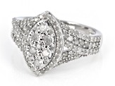 Pre-Owned White Diamond Rhodium Over Sterling Silver Cluster Ring 1.25ctw