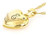 Pre-Owned White Zircon 18k Yellow Gold Over Silver "E" Initial Childrens Heart Locket Pendant With C