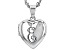 Pre-Owned White Zircon Rhodium Over Silver "E" Initial Children's Heart Locket Pendant With Chain 0.