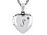 Pre-Owned White Zircon Rhodium Over Silver "S" Initial Children's Heart Locket Pendant With Chain 0.