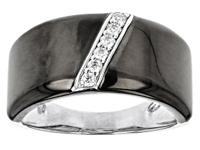 Pre-Owned Moissanite platineve and black rhodium over sterling silver men's ring .18ctw DEW