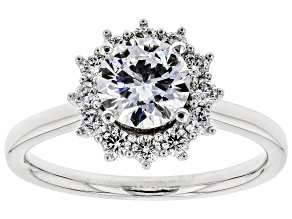 Pre-Owned White Lab-Grown Diamond 14K White Gold Halo Engagement Ring 1.42ctw