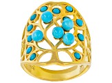 Pre-Owned Blue Sleeping Beauty Turquoise 18k Yellow Gold Over Sterling Silver Ring